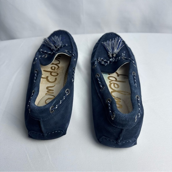 Sam Edelman Women's Jaden Dark Blue Suede Leather Tassel Flats Moccasins sz 10 - Picture 3 of 10